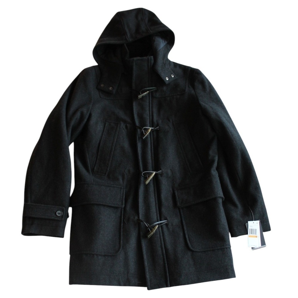 Nautica Charcoal Wool Blend Hooded Toggle‎ Front Coat Mens Size S MSRP 275